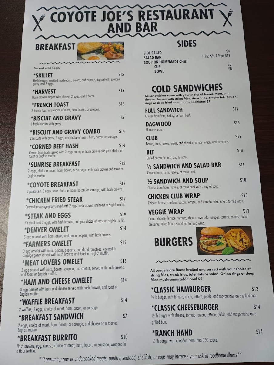 Coyote Joe's Menu - Image 2